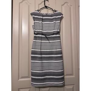 Gray and White Striped Calvin Klein size 8 Fitted Professional dress